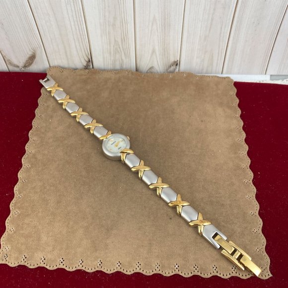 Stunning Armitron Now 2 Tone X Bar Bracelet with a 3/4 Diameter Watch main image 5